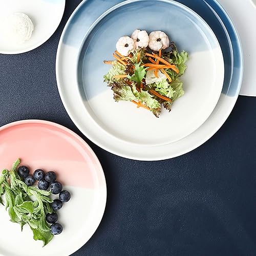 Miniatura 5 de WULFY Vajilla Round Marble Ceramic Dinner Plates Home Tableware Porcelain Dessert Steak Salad Serving Cake Dishes (Color  Blue, Size  Medium)