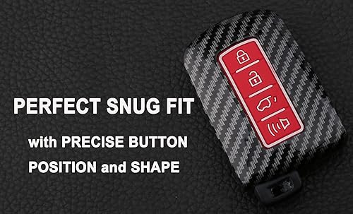 Miniatura 5 de Funda para llavero para Toyota Highlander Avalon Camry Corolla RAV4 2019 2018 2017 4 botones sin llave con diseño de fibra de carbono ABS (rojo)