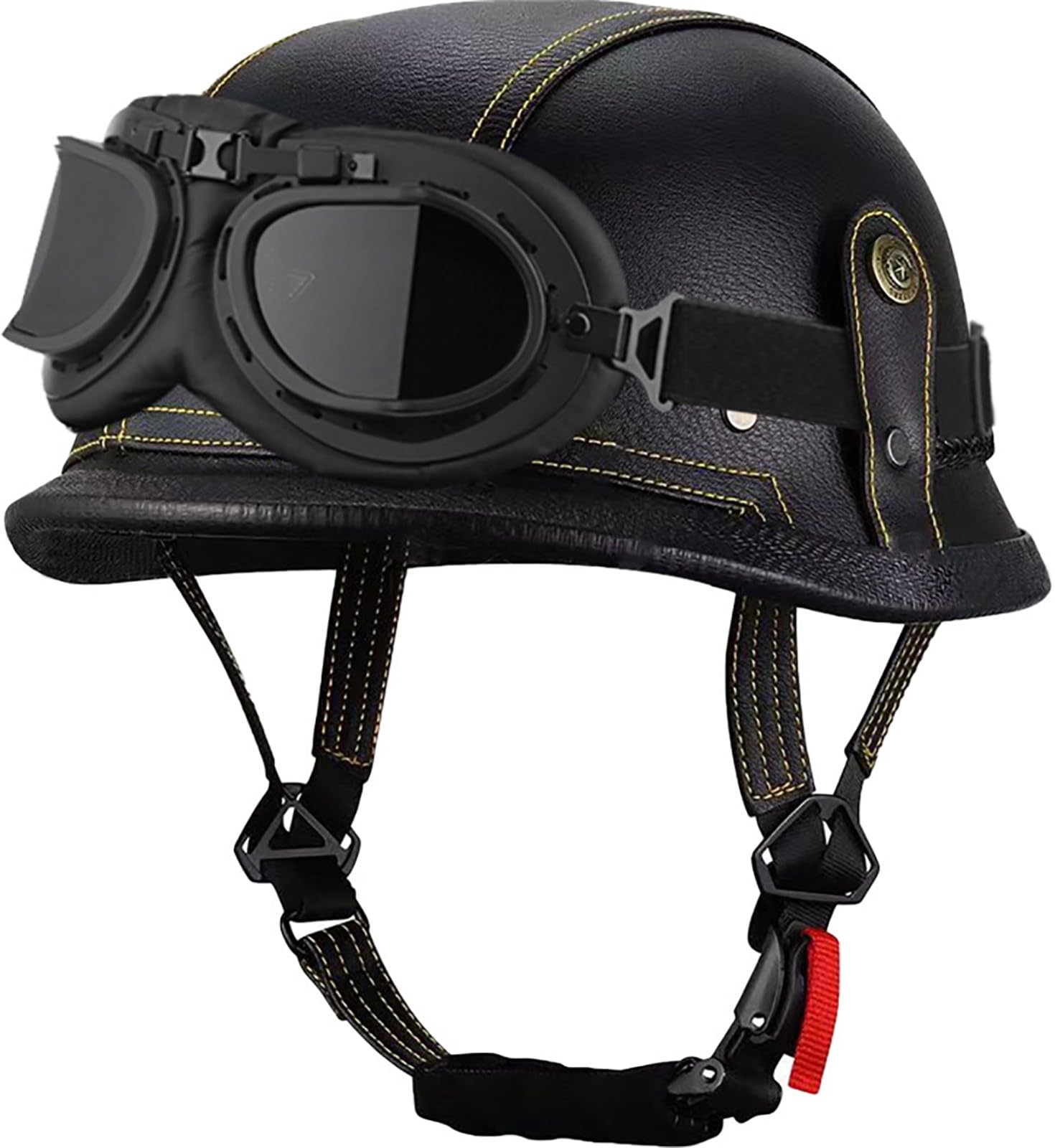 Amazon.co.jp: レザーオートバイハーフシェルヘルメットレトロ