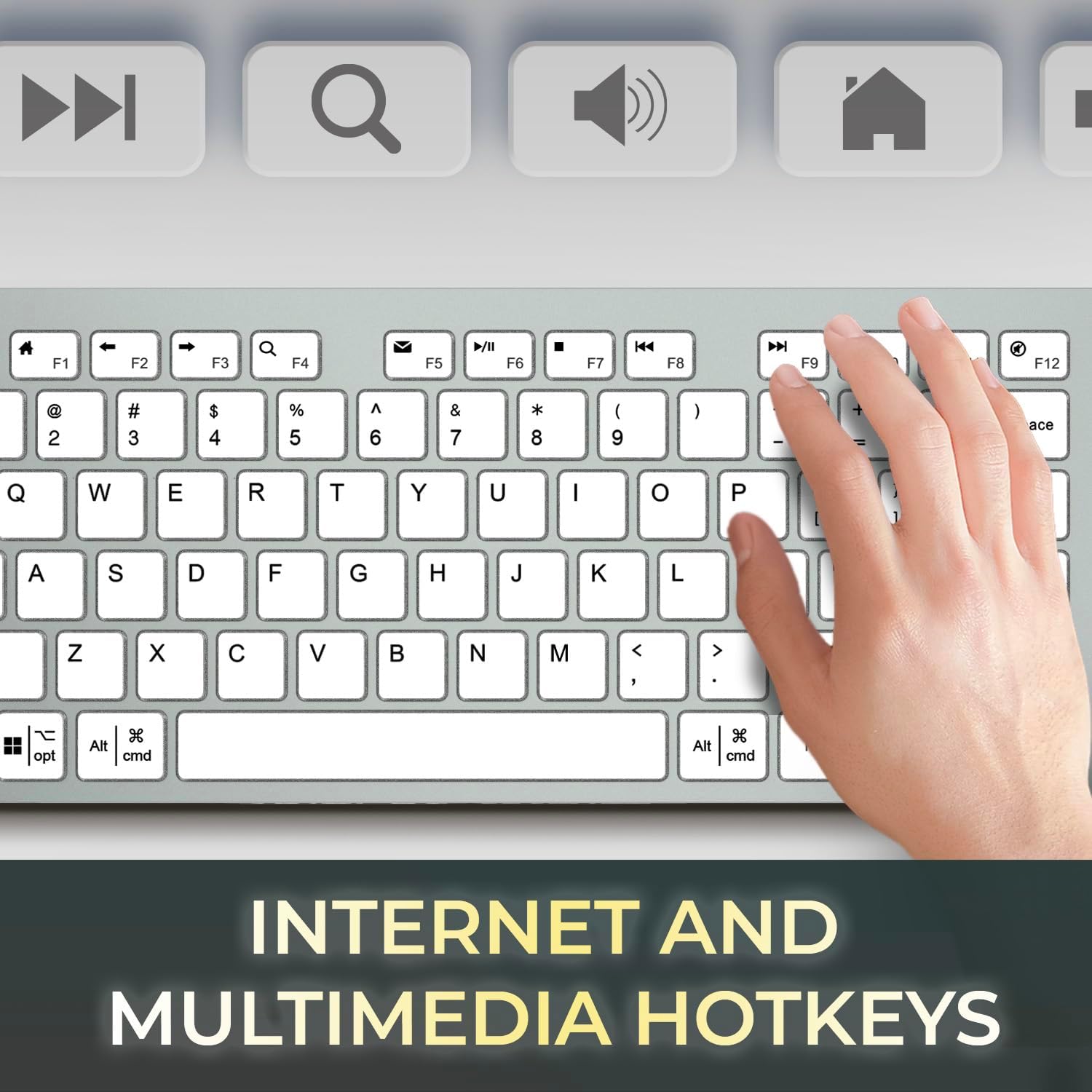 ADESSO EasyTouch 730 - USB C Multi-OS Scissor Switch Keyboard with Copilot AI Hotkey, Type C Keyboard with Hub, Built-in USB-A/C Ports and 3.5mm Aux - Quiet, Slim Design AKB-730UW