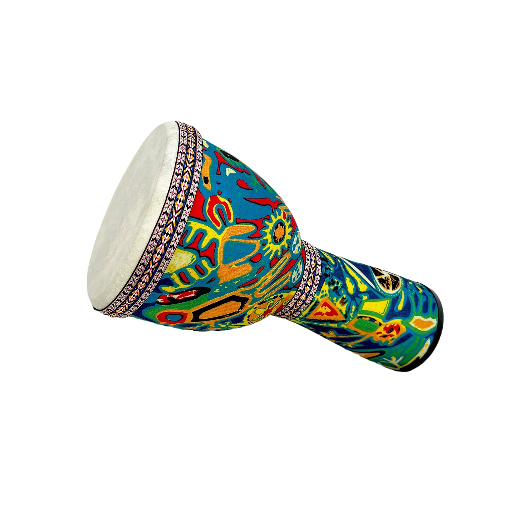 RUOSWTE Djembe Drum Bongo ，Goblet Drum Made Of Goat Leather Drum Head, Hand Painted Cloth, West African Style Hand Drum, Gift For Beginners (B)