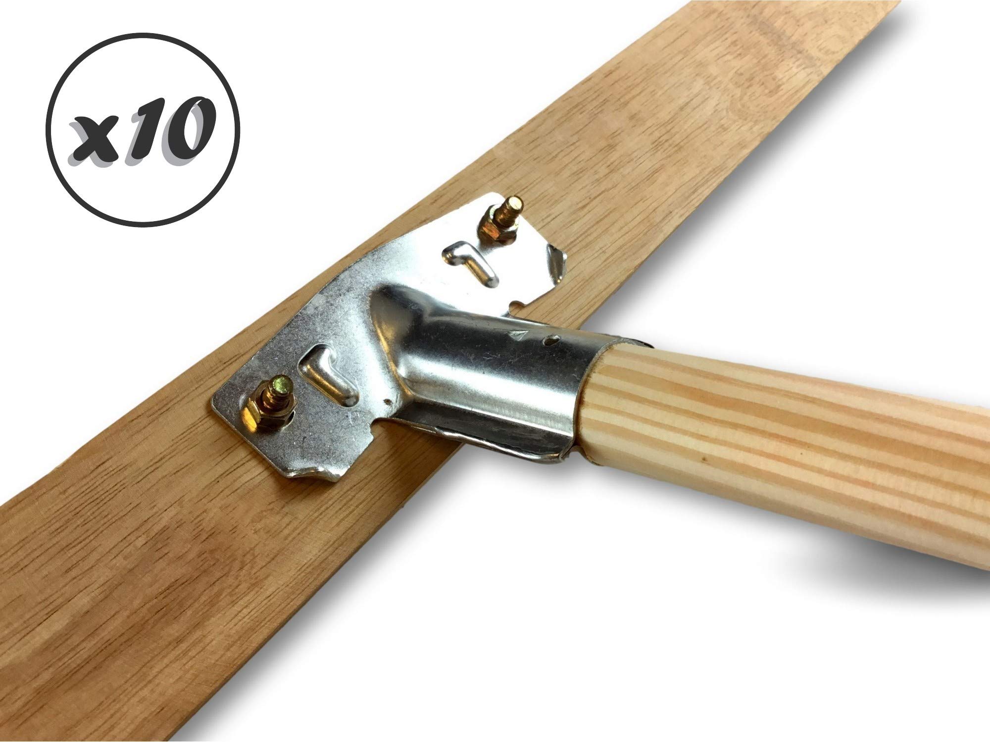 Miotła warsztatowa typu kantonier | Zestaw 10 | Track Outdoor | Długość 80 cm | Wypełnienie naturalnej szczotki z włókna kokosowego | Drewniana podeszwa | Metalowe tulejki Ø 28 mm | Z uchwytem | Kibros 2080Mx10