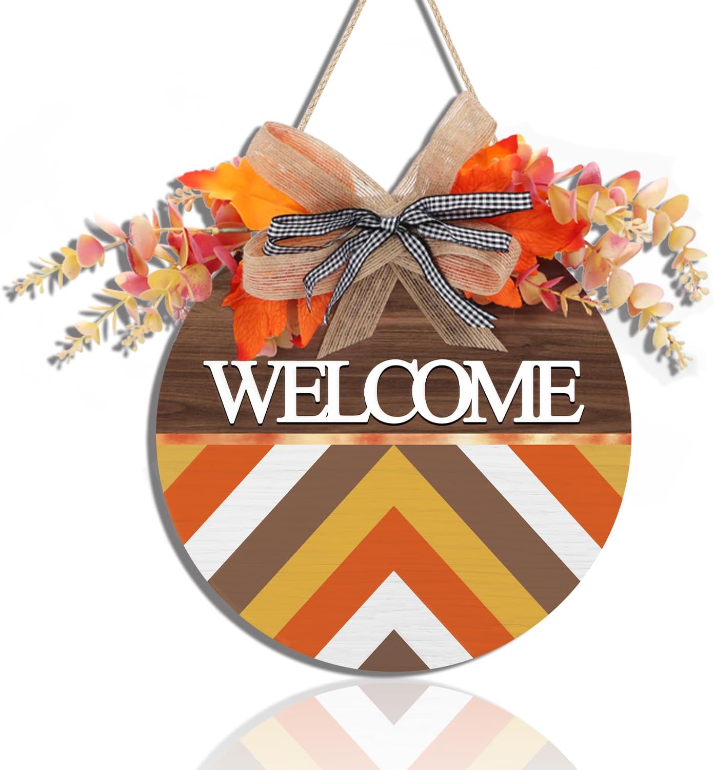 HLNIUCOutdoor Fall Decor; Fall Decorations for Home; Welcome Sign for Front Door Outside; Fall Wreath; Autumn Decor; Fall Porch Decor; Welcome Home Decor Gifts; Farmhouse Fall Decor Hanger