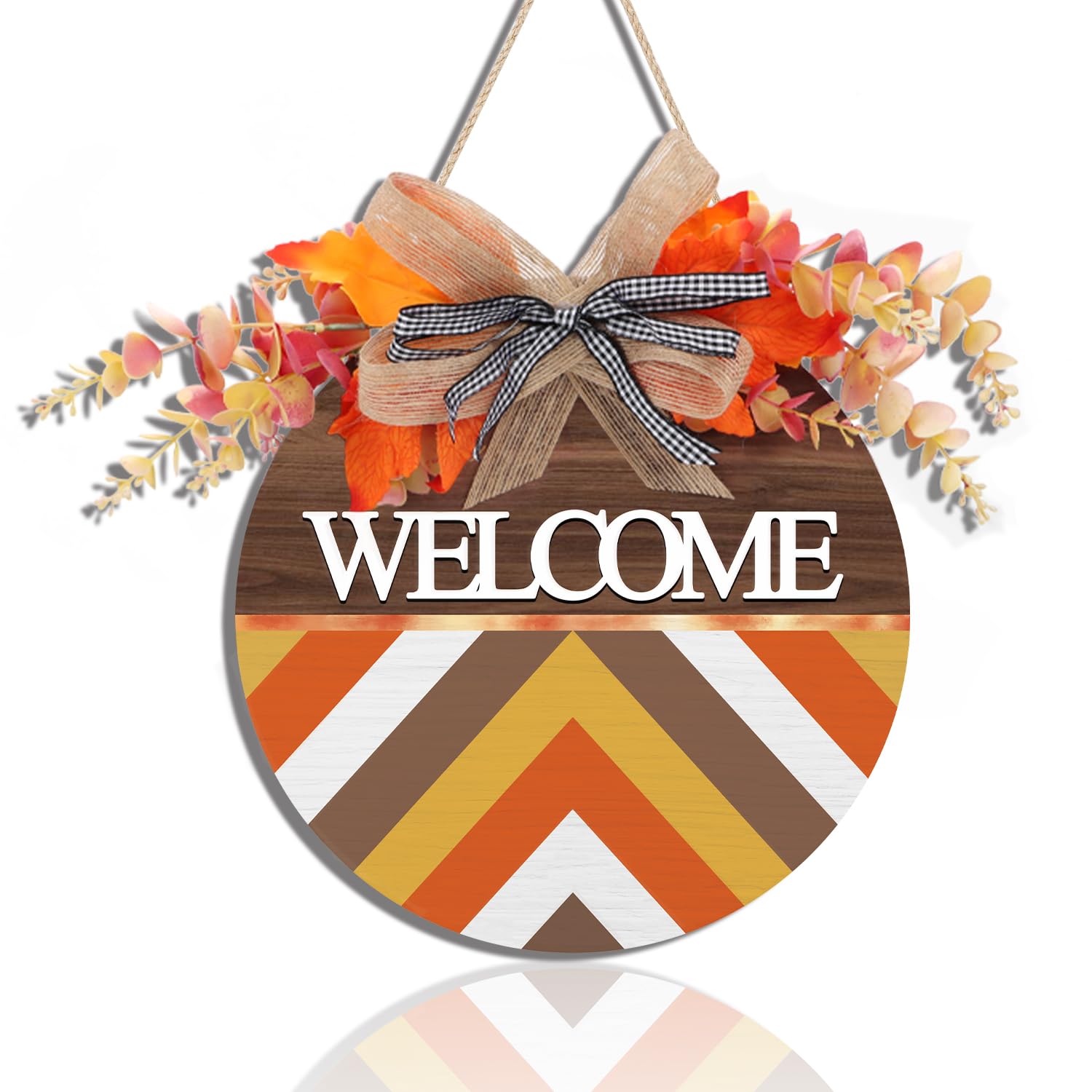 HLNIUCOutdoor Fall Decor; Fall Decorations for Home; Welcome Sign for Front Door Outside; Fall Wreath; Autumn Decor; Fall Porch Decor; Welcome Home Decor Gifts; Farmhouse Fall Decor Hanger