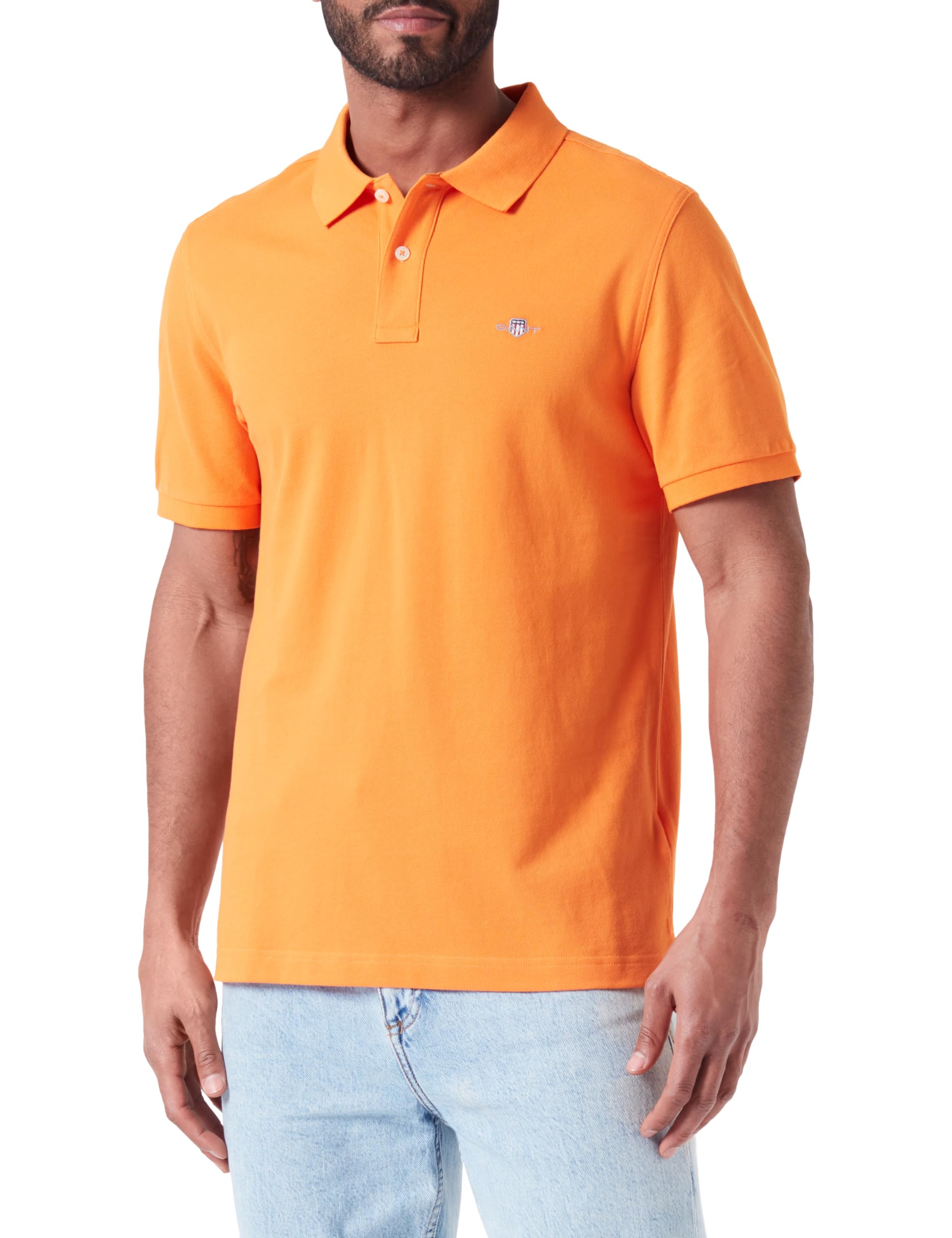 Gant Men's Sweet Orange Reg Shield Ss Pique Polo Reg Shield Ss Pique Polo,