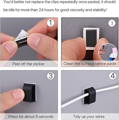 Miniatura 4 de Hicarer 100 ganchos adhesivos para cables para exteriores, clips de cadena de luces, clips de cables, organizador de cables, soporte para cables