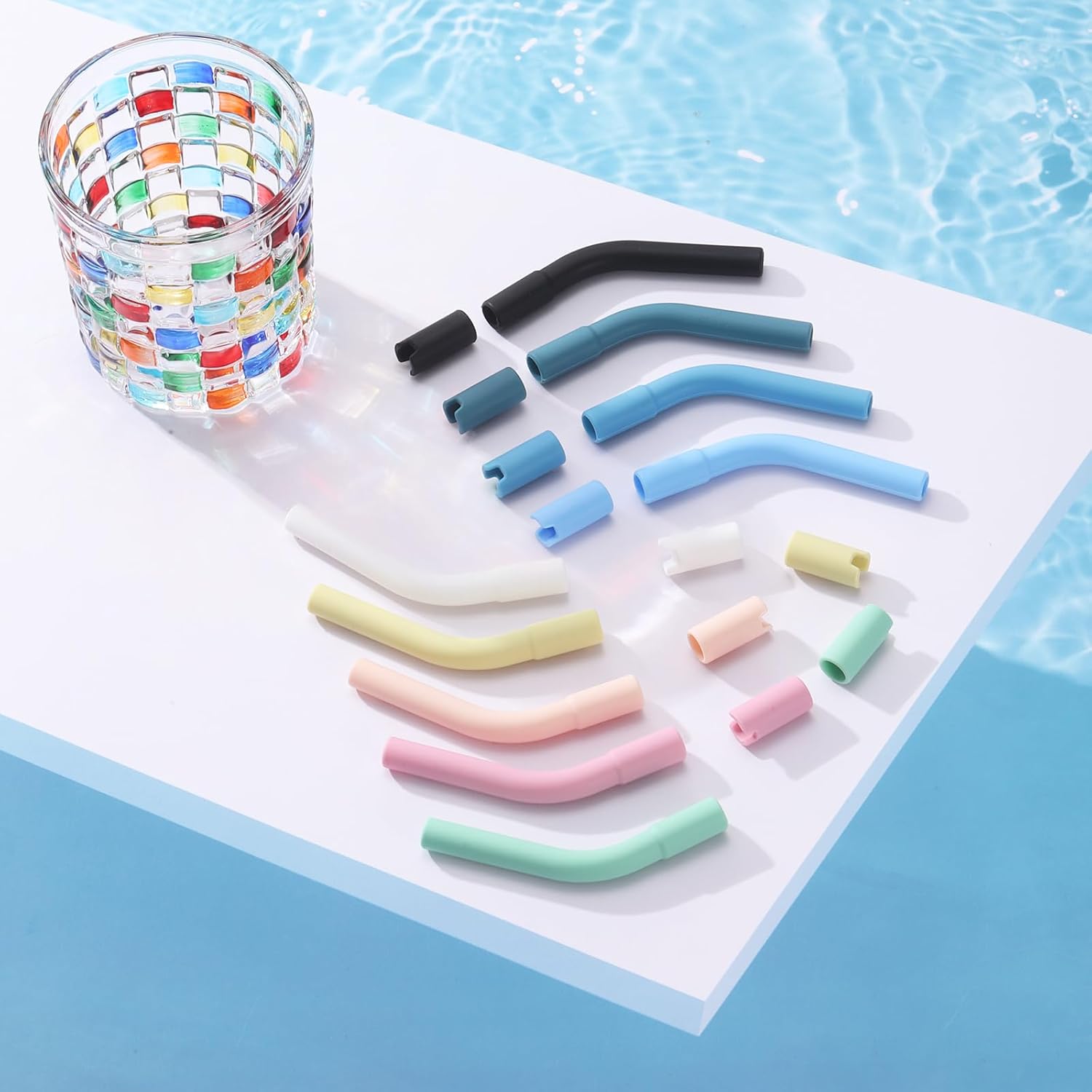 uxcell 6 Pcs Silicone Straw Tips Set, Elbows Straw Tip Reusable with Bottom Silicone Sleeve Fit for 8mm/0.31inch ID Stainless Steel Straws, Pink - Image 4