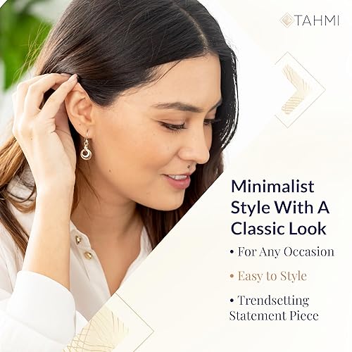 Miniatura 3 de Delicados aretes colgantes de círculo de metal mixto  Aretes colgantes minimalistas de oro laminado de 14K y plata esterlina 925  Regalo de joyería