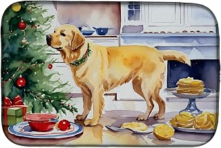 Caroline's Treasures DAC3842DDM Labrador Retriever Christmas Cookies Dish Drying Mat Absorbent Dish Drying Mat Pad for Kitchen Counter Dish Drainer Mat for Countertop, 14 x 21", Multicolor