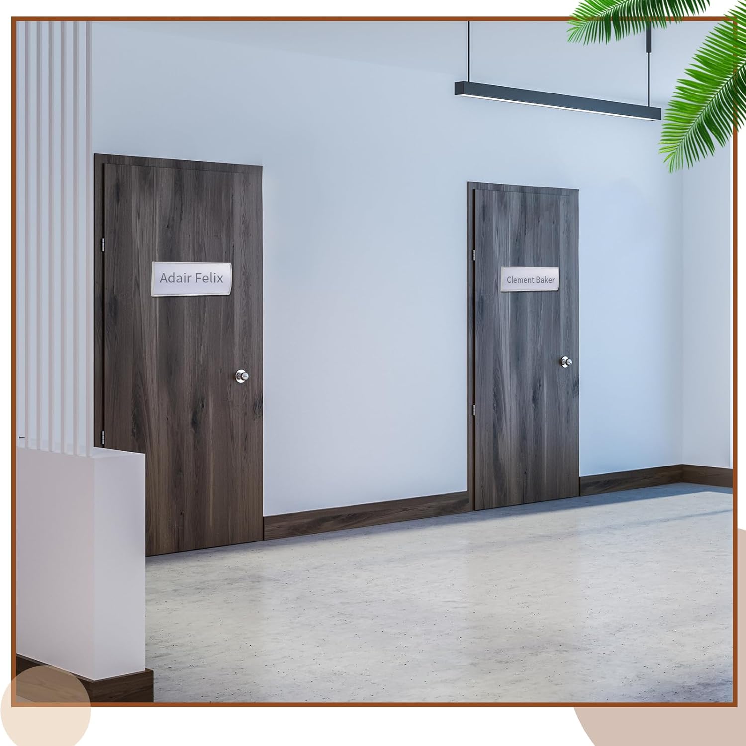 Therwen 12 Pcs Aluminum Office Name Plate Holder for Door Wall Mount 8'' x 3'' Business Sign Holder Office Door Sign Sturdy Curved with Plastic Film and Adhesive Tape (Silver) - Image 5