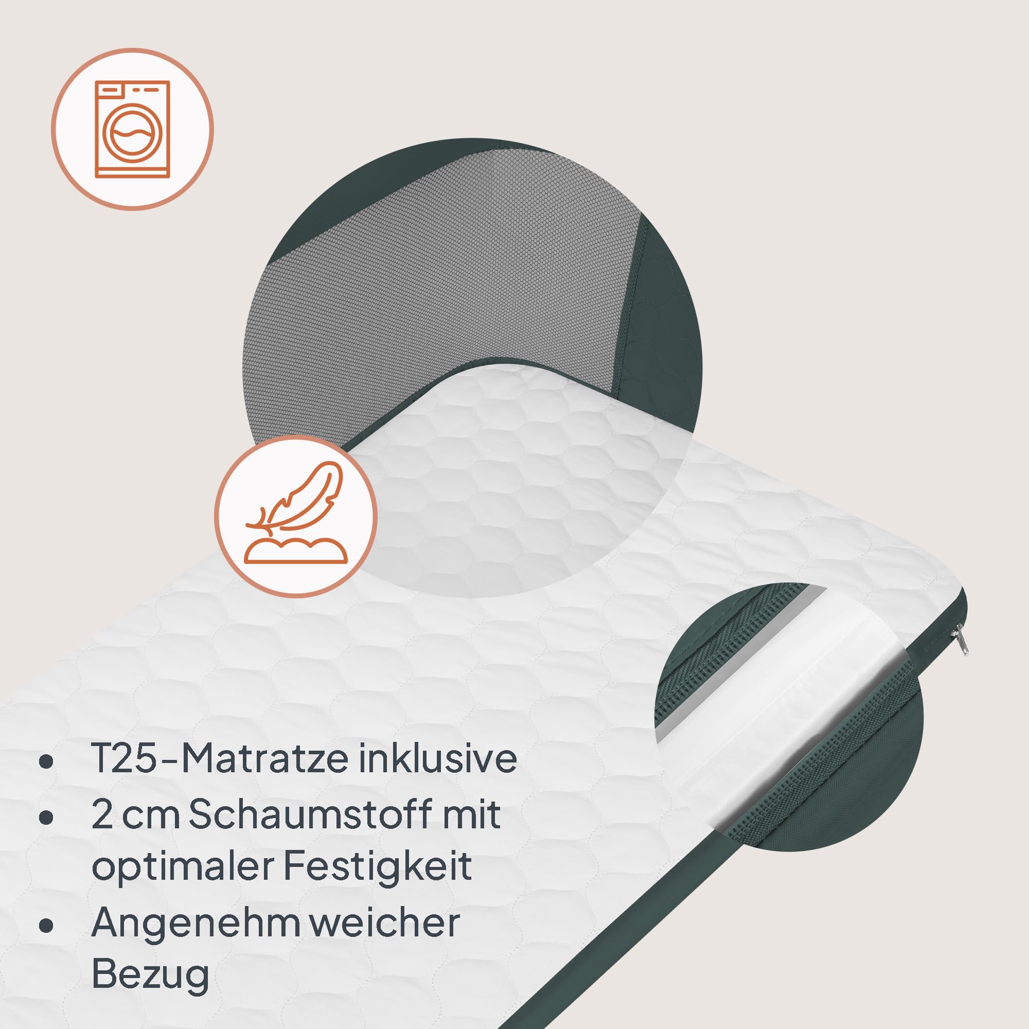 Lionelo Jodie Beistellbett 3in1, 6-Fach höhenverstellbar mit Neigungsverstellung für Boxspringbett, als Wiege & Babybett, Netzseiten, Rollen mit Bremse, Matratze, Gurte, Transporttasche, Moskitonetz