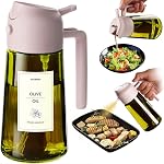 TrendPlain 470ml Olive Oil Dispenser Bottle for Kitchen Gadgets - 2 in 1 Dispenser and Sprayer - Olive Oil Spray Bottle w/Stickers (Light Blockage) - BPA Free - Black