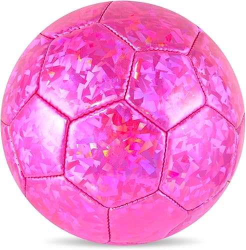 DLUGOPIS Balón de fútbol para niños pequeños, tamaño 2, color rosa brillante, mini balón de fútbol de 3 a 8 años, pelota de fútbol para interiores,