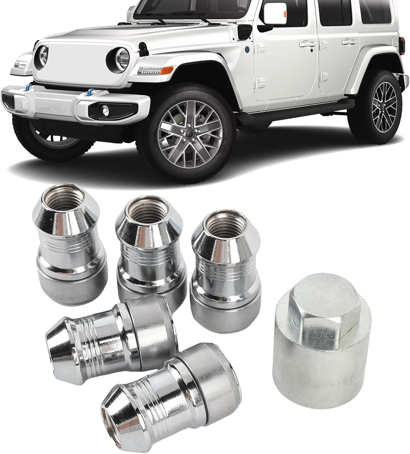 Wheel Locking Lug Nuts, 82215711 Locking Bolts and Key, Prevent Theft for JL JT 2018-2025, Maintain Wheel Balance, Suitable for Steel or Aluminum Wheels