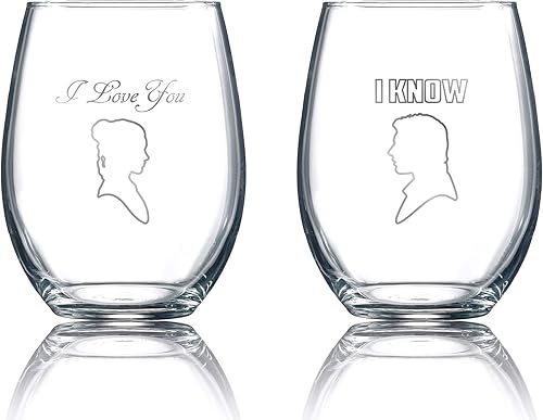 Miniatura 1 de Star Wars Juego de copas de vino coleccionables (I Love You, I Know), 16 onzas