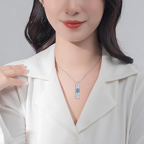 Miniatura 2 de Imrsanl Collar de urna de cremación cilíndrica para cenizas, urna de girasol, collar con colgante para hombres y mujeres, joyería conmemorativa de