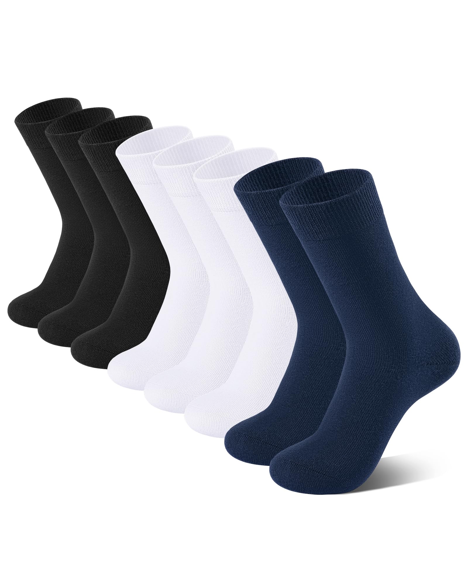 8 Pairs Kids Socks for Boys Girls Crew Dress Athletic School Cotton Socks