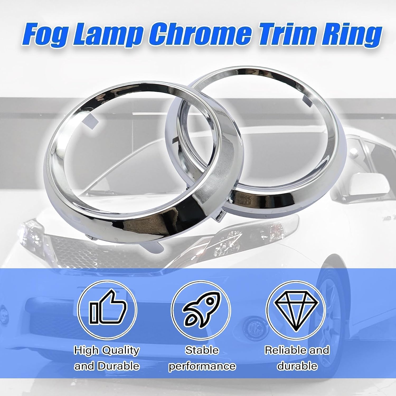 XQSMWF Fog Light Lamp Bezel Cover Compatible With Toyota Sienna SE 2011-2017 Fog Light Bezel Cover Chrome Trim Rings #TO1038150 TO1039150 52712-08020 5271308020