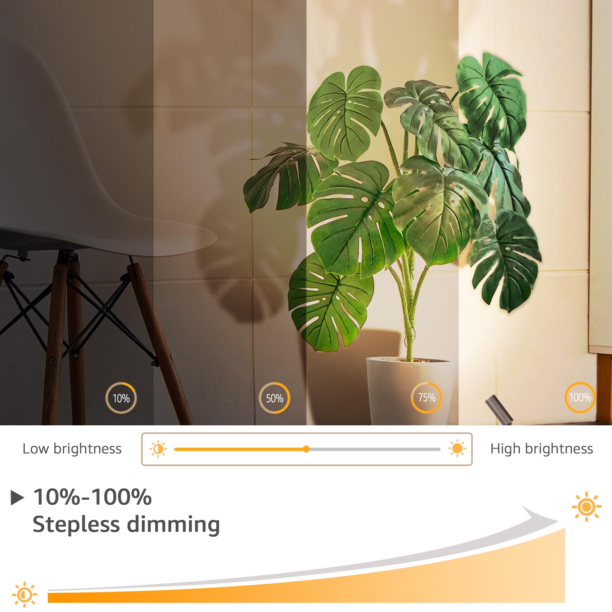 SUNVIE 2 Pack LED Spot Lights 3000K/4000K/5000K Adjustable Dimmable Floor Spotlight Lamp for Plants Decor 120V Uplighting for Artwork Wall Accent Lighting