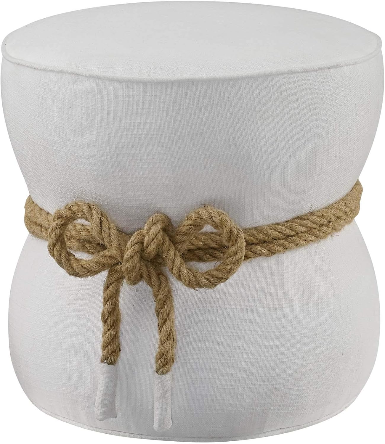 Modway Beat Upholstered Fabric Nautical Rope Round Ottoman in Atomic Red