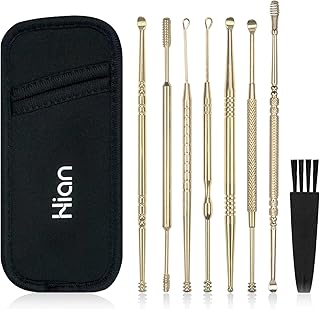 Hion 8 Pcs Ear Wax Removal Kit,Professional Double-Headed Ear Pick Earwax Removal Tools,316L Stainless Steel Ear Cleaner C...