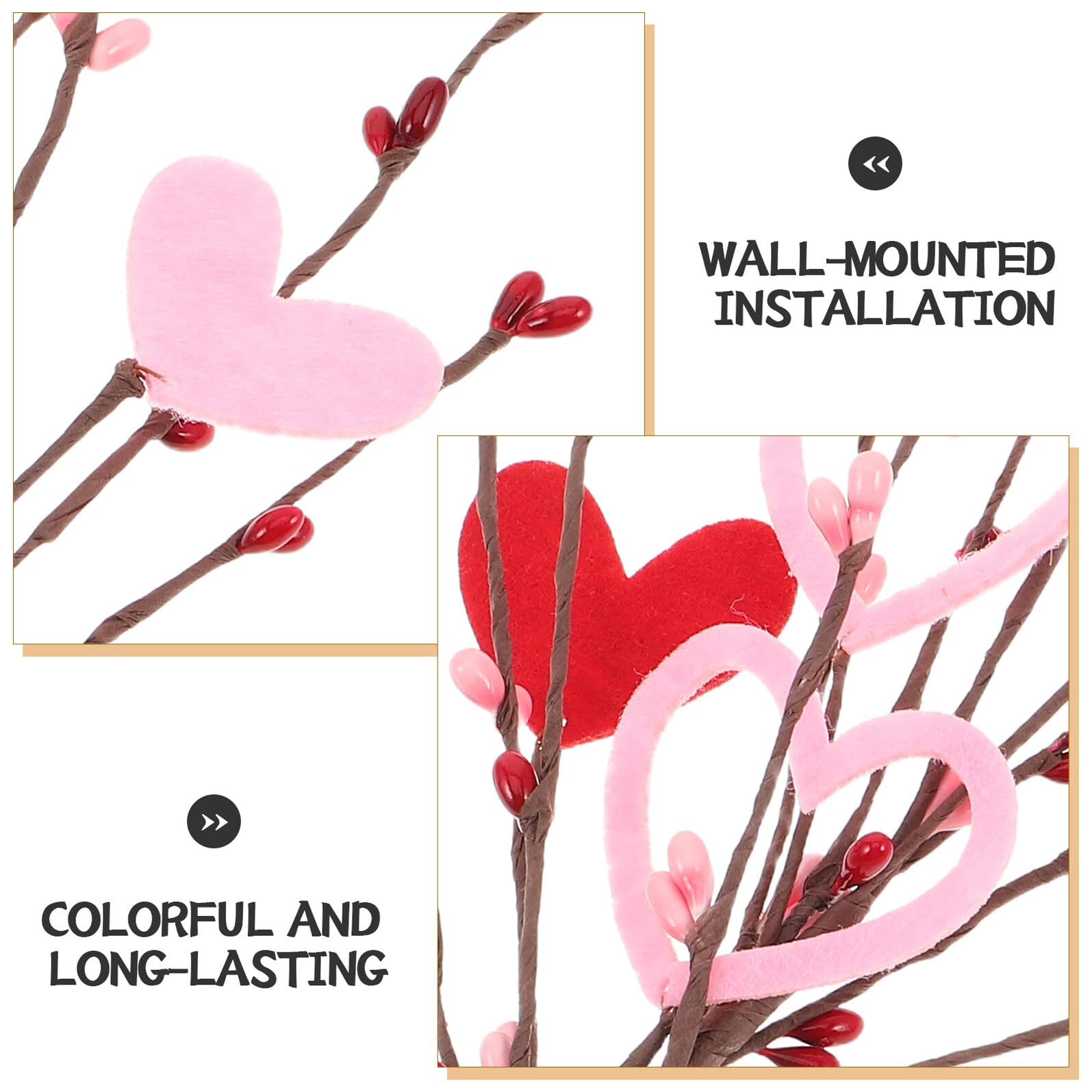 Gatuida 10 Piezas de Ramitas Artificiales Bayas Rojas y Forma de Corazón Ramo Decorativo para San Valentín Obsequio Romántico y Decoración para Bodas Mesas y Aniversarios