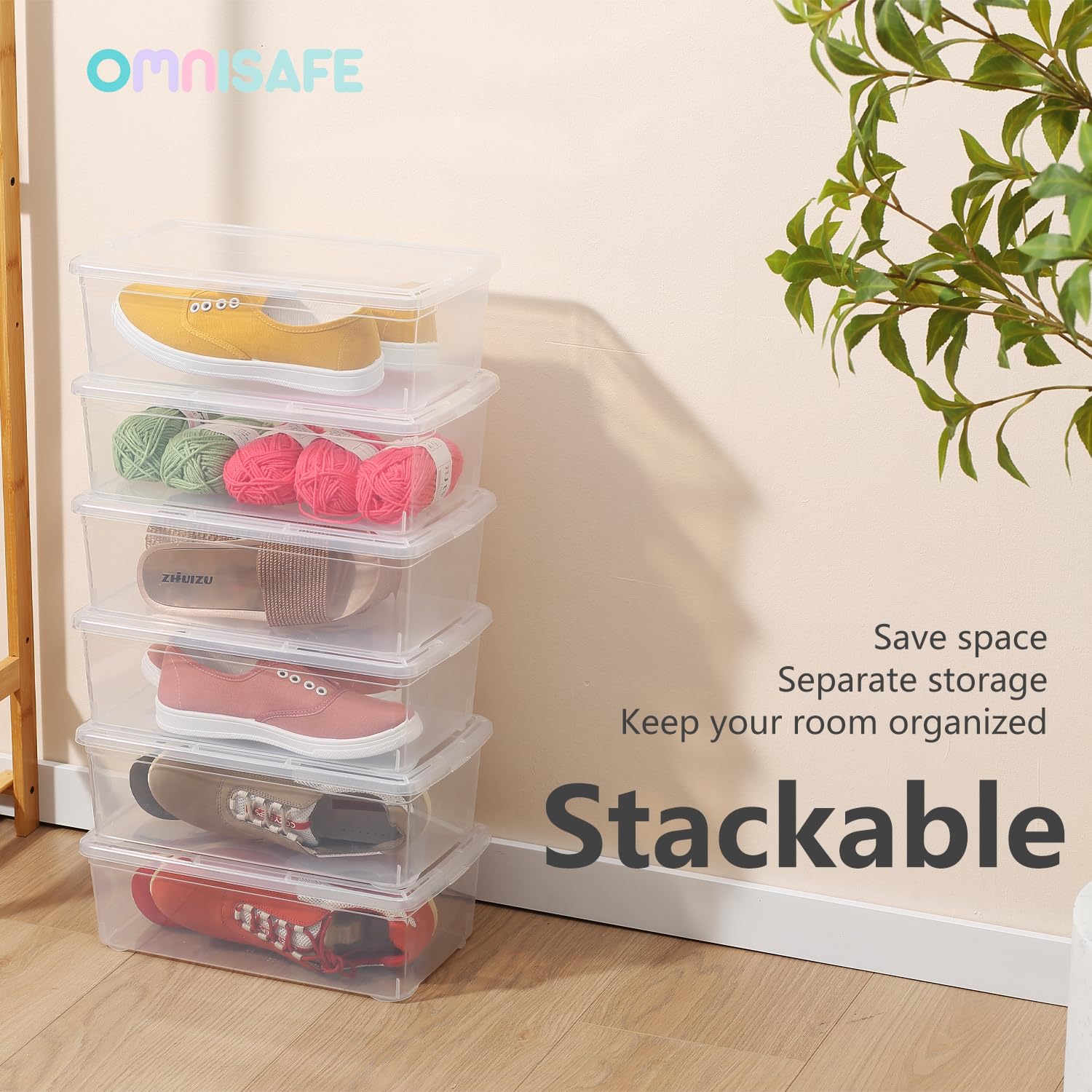 Amazon.com - OMNISAFE Stackable Plastic Storage Shoebox, BPA-Free
