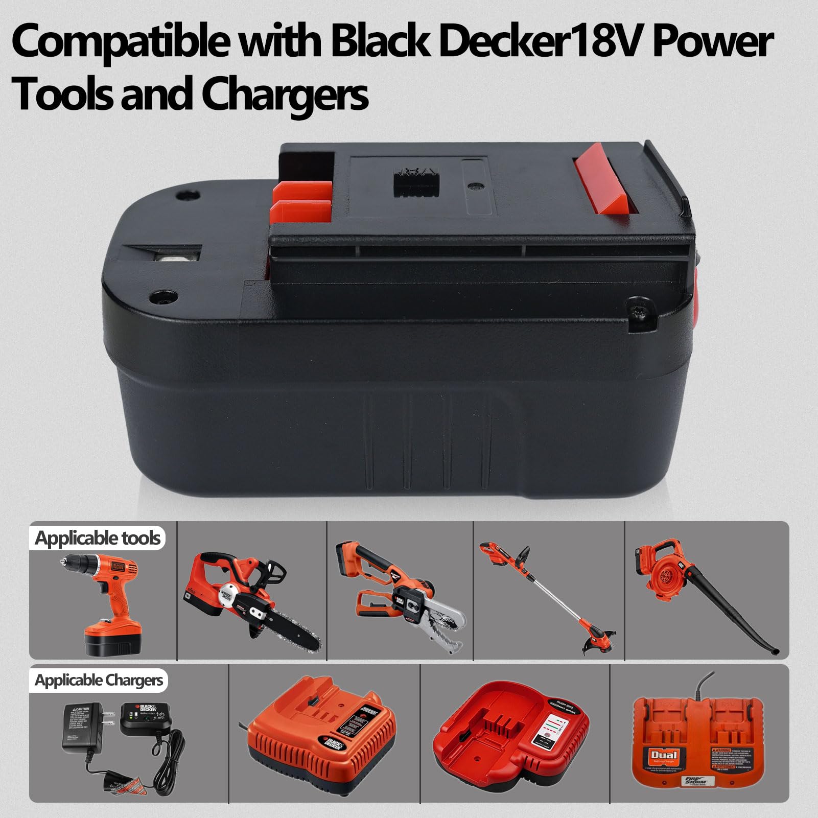 Batterie au lithium 18 V 6,0h HPB18 de rechange pour batterie Black and Decker 18 V 244760-00 HPB18 A1718 A18 A18E A18NH HPB18-OPE FS180BX FS18BX FS18FL FSB18 Firestorm 18 V