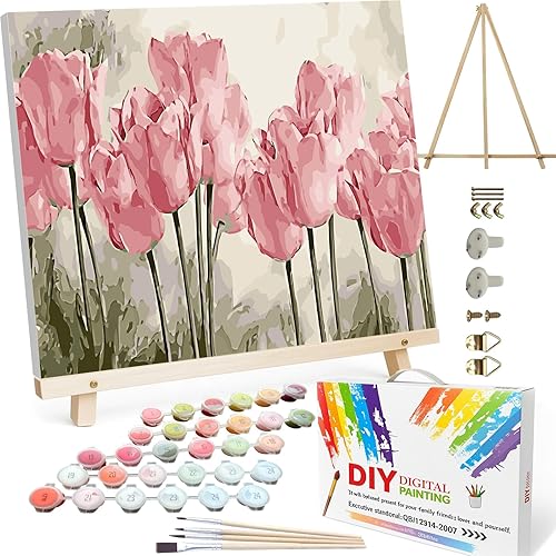 Miniatura 238 de Baisite 1112 Pintura por números, para adulto, principiante, niño, 12 pulgadas de ancho x 16 pulgadas de largo, 2 lienzos, 8 pinceles de madera