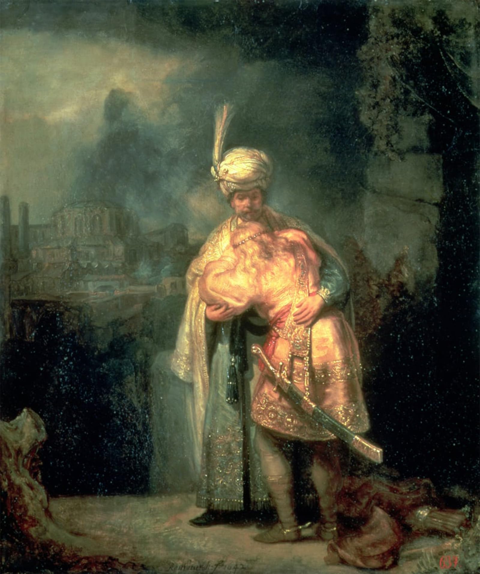 ARTXLXXBN Famous Print Painting Colorful Art Print David and jonathan by Rembrandt van Rijn Canvas Art Decorations for Home Decor 60x90cm