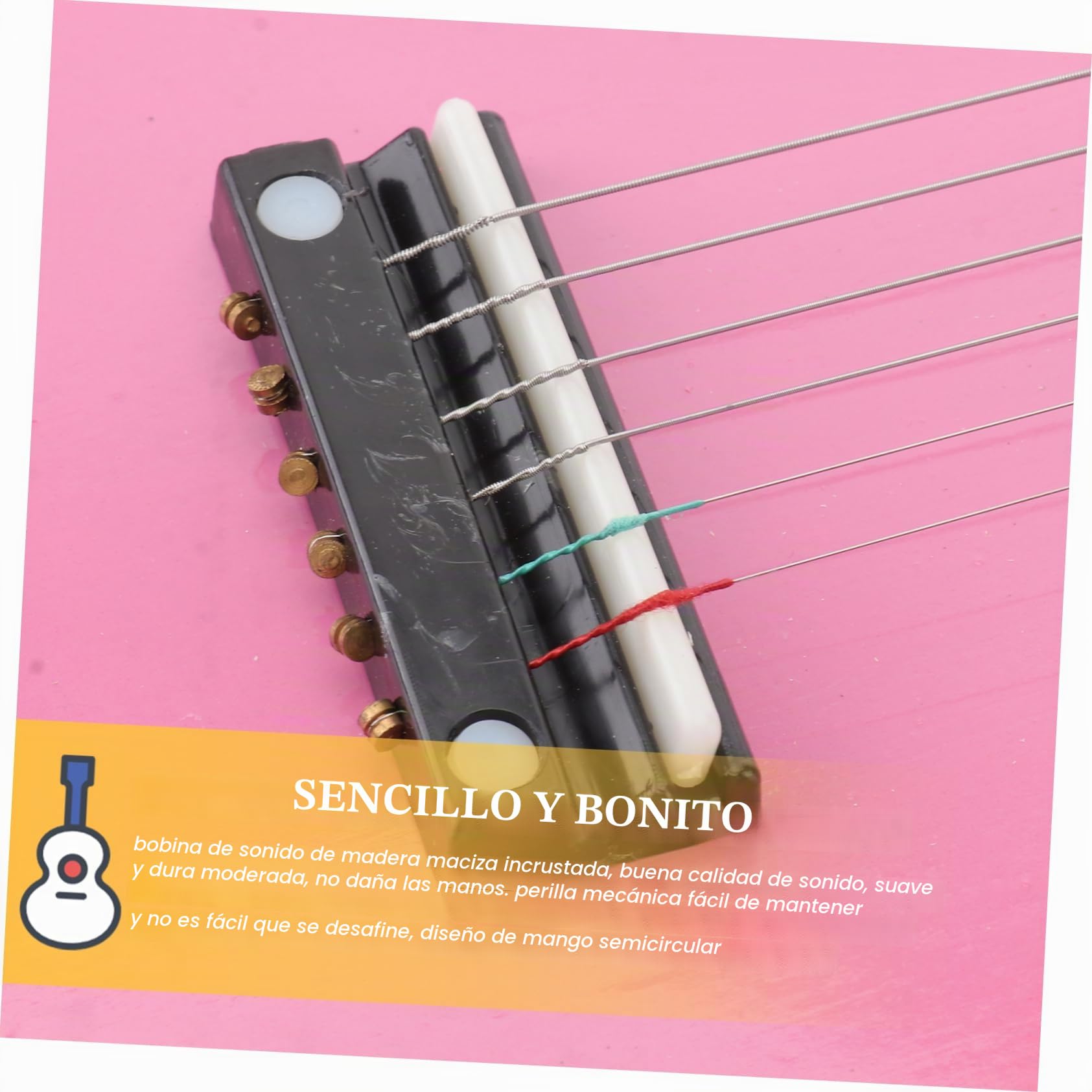 23 Instrumento Musical 6 Cuerdas Juguetes Guitarra para Niños Chicas Musicales Guitarra Juguete Guitarra Principiante para Niños Guitarras Rosa Madera Bambú Bebé