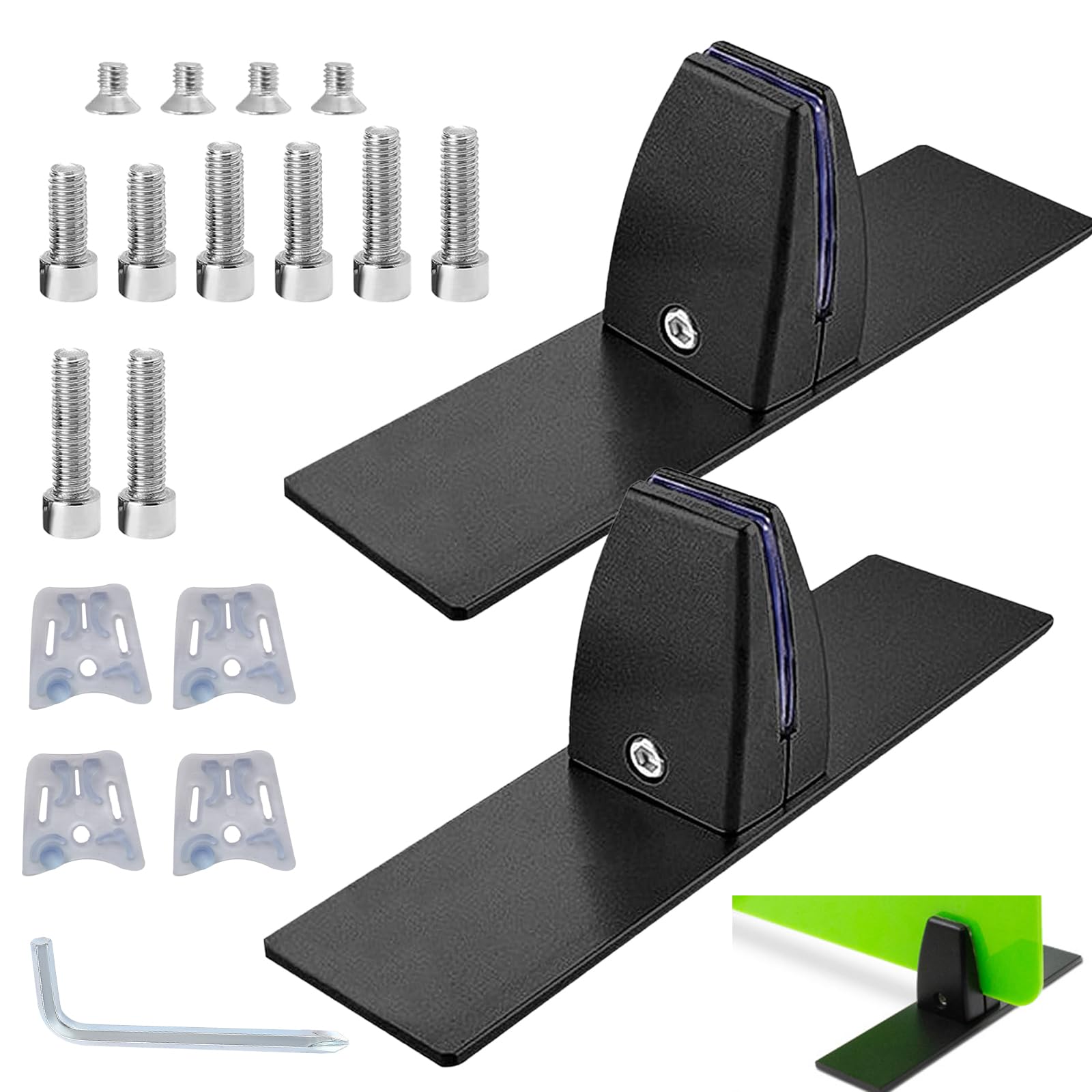 Pack of 2 T-shaped Desk Divider Clamp, Aluminium Alloy Office Desk Divider Clip Adjustable Divider Base Bracket Clamp Holder Table Clamp for 2-25 mm Thick Partition (Black)