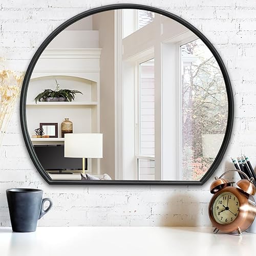 Miniatura 6 de DAOYIJIAJU Espejo redondo negro de 36 pulgadas con marco de metal grande para tocador moderno espejo montado en la pared para baño sala de estar