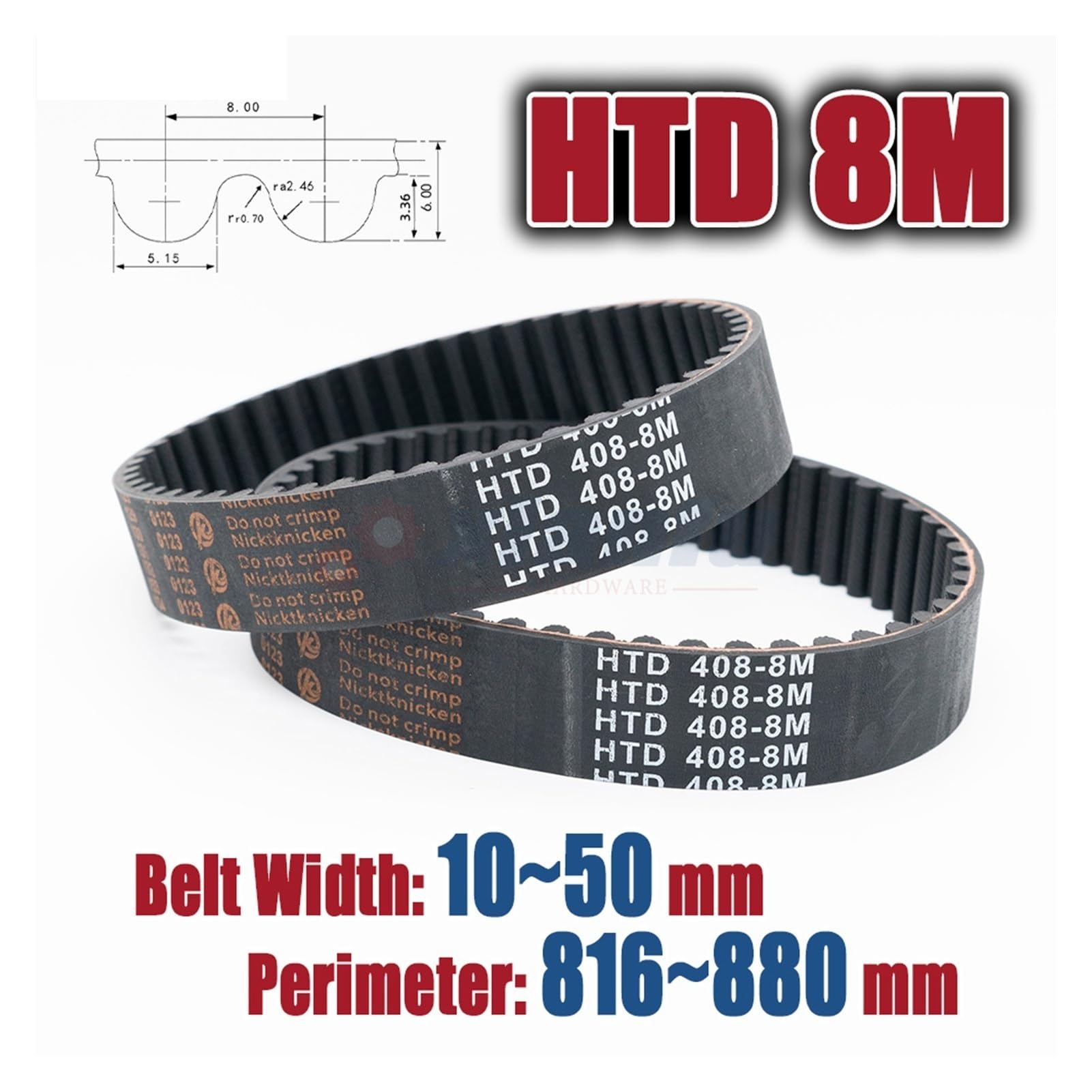 Correa dentada de caucho HTD 8M | Perimeter840 848 856 mm HTD8M Ancho de accionamiento de la máquina 15 ~ 50 mm(HTD 848mm-8M,5PCS_BELT WIDTH 40MM)