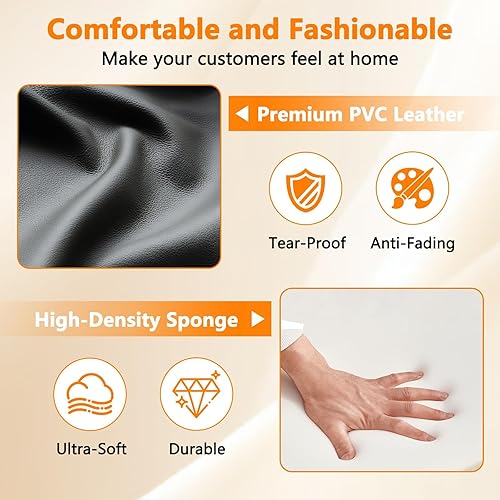 Miniatura 6 de CLLATINA - Sillas de sala de espera con brazos acolchados, silla de invitados de piel, sin ruedas, para oficina, recepción y escritorio de