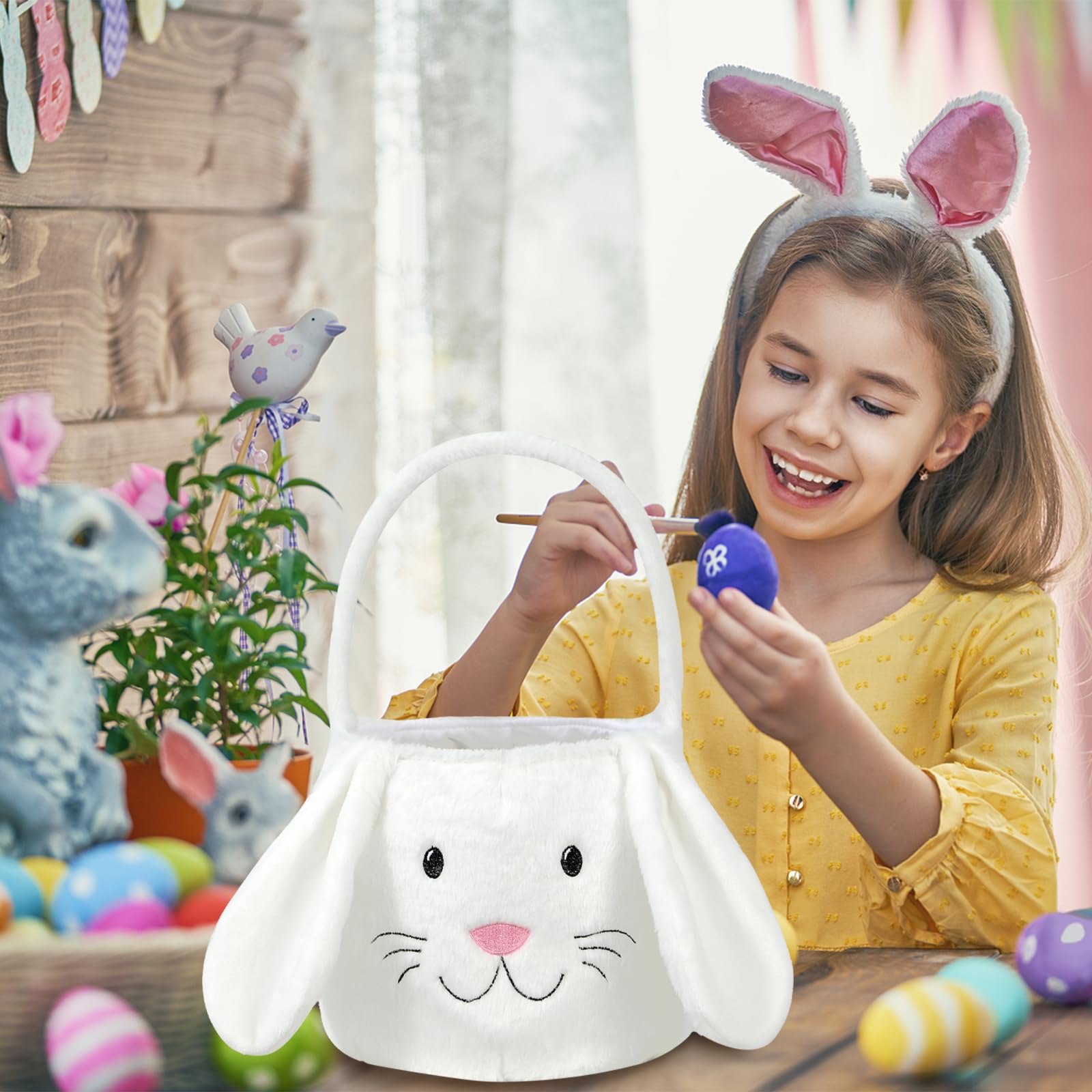 DoubleFill Piece Easter Bunny Basket Bags For Boys Girls With Cute Rabbit  Ears 2025 New, Safety And No Odor Bucket Storage Gifts For