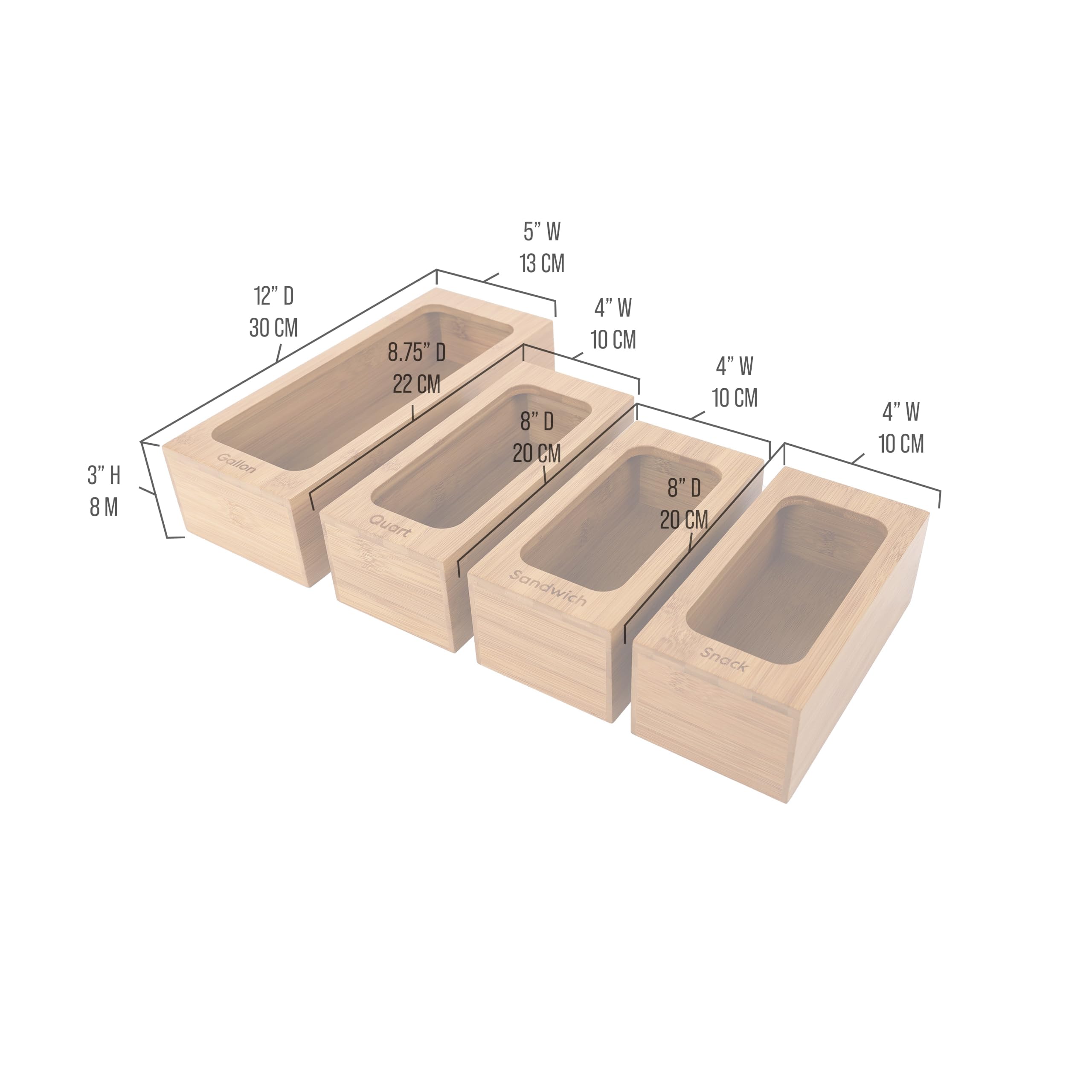 Seville Classics Bambus Premium Organizer Aufbewahrungsbehälter für Küche, Besteck, Speisekammer, Schrank, Büro, Schreibtisch, Stifte, Utensilien, Make-up, K Cup, Bambus, Taschenhalter, Müll-Set