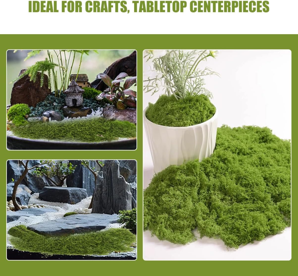 Housoutil 1bag Faux Moss for Crafts and Floral Arrangements Realistic Decorative Greenery for Projects Centerpieces and Landscapes