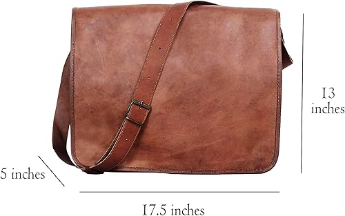 Miniatura 5 de Komal's Passion Leather Vintage Mens 16 pulgadas cuero portátil Messenger Pro Satchel bolso de los hombres