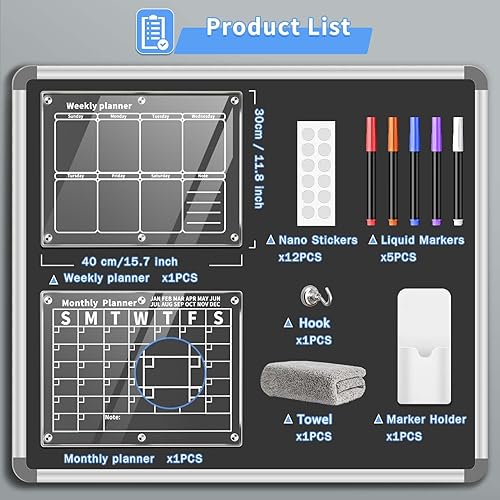 Miniatura 5 de 2 calendarios magnéticos acrílicos para refrigerador, calendario transparente de 16 x 12 pulgadas para refrigerador, calendario transparente mensual