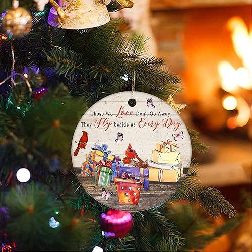Miniatura 3 de Adornos de recuerdo de Navidad con texto en inglés «Those We Love Don't Go Away», adornos de cerámica para colgar en el árbol de Navidad,