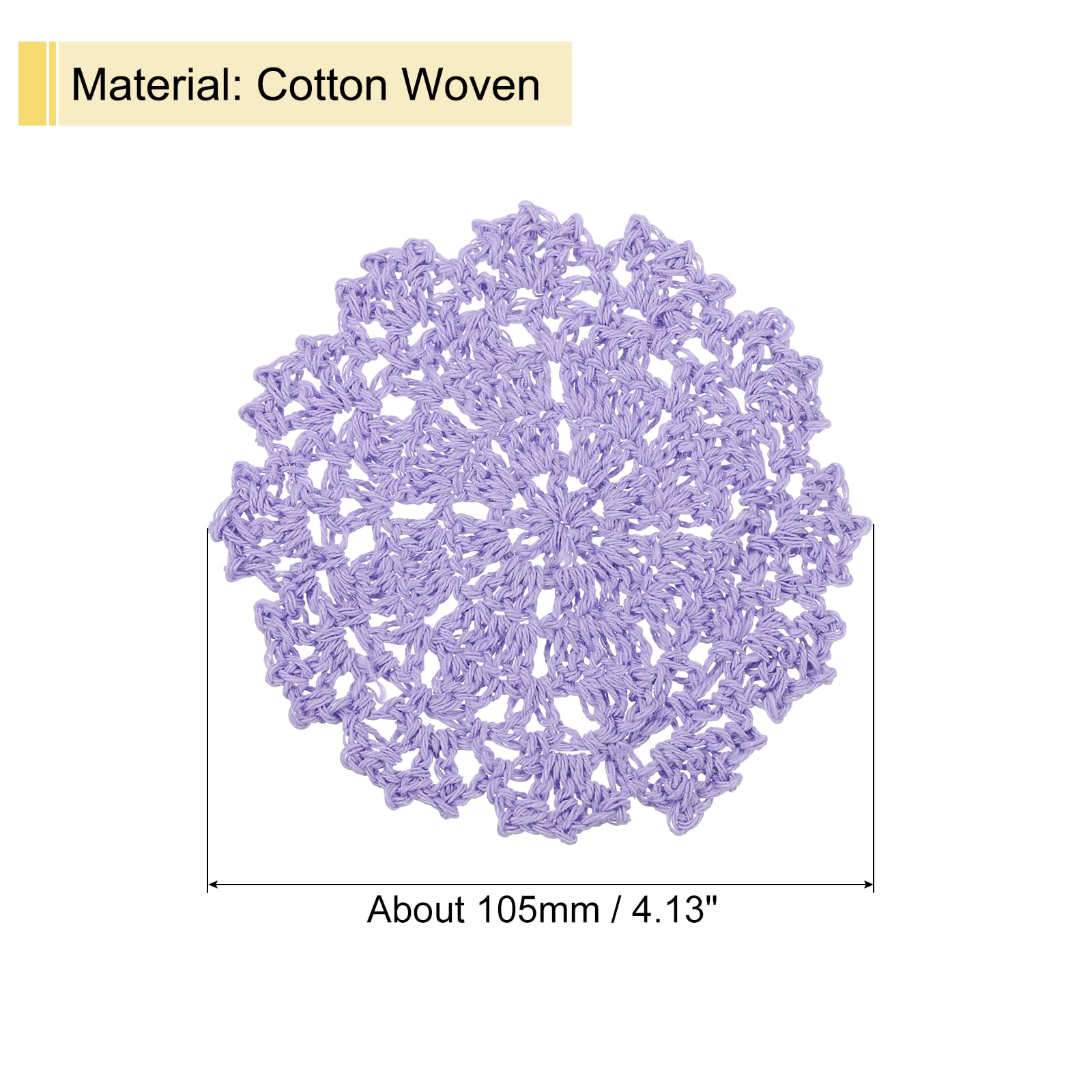 uxcell Fabric Coasters, 4pcs 4", Cotton Woven Crochet Doilies - Image 2