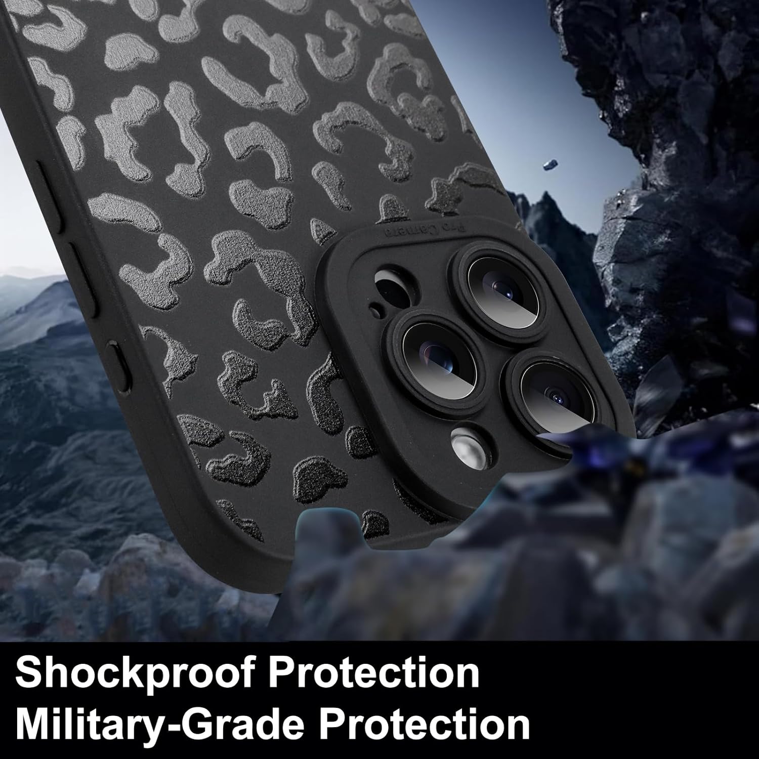 TEAUGHT Compatible with iPhone 16 Pro Case Cute Pattern White Leopard Print Cheetah Shockproof Silicone Phone Cover for Girls Women -Black - Image 6