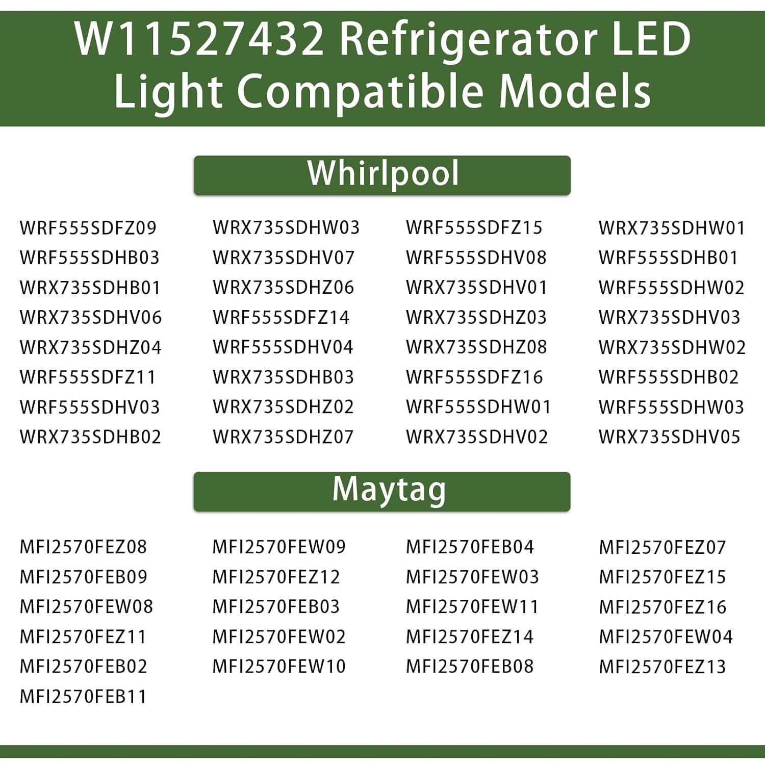 W11527432 Light Replacement for Whirlpool Maytag Amana Fridge Refrigerator W11101384 W11333374 W11387579 W11042554