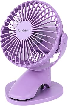 Portable Clip Fan Battery Operated,3 Speeds USB Rechargeable Mini Table Fan with Strong Airflow,360Rotation Ultra Quiet Personal Desk Fan for Home Office Bedroom Dorm Stroller CampingPurple