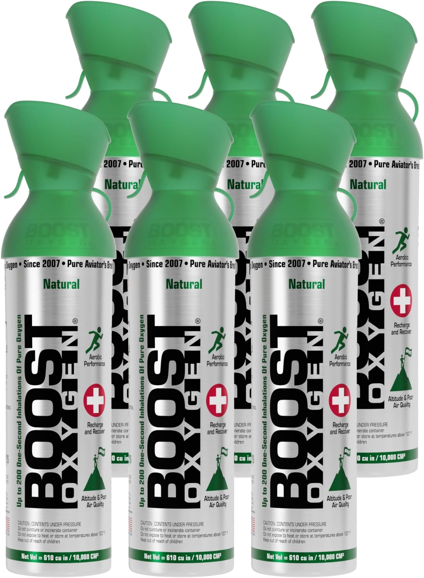 Boost Oxygen Large Natural 10L Canister | Respiratory Support for Aerobic Recovery, Altitude, Performance & Health (6 Pack)