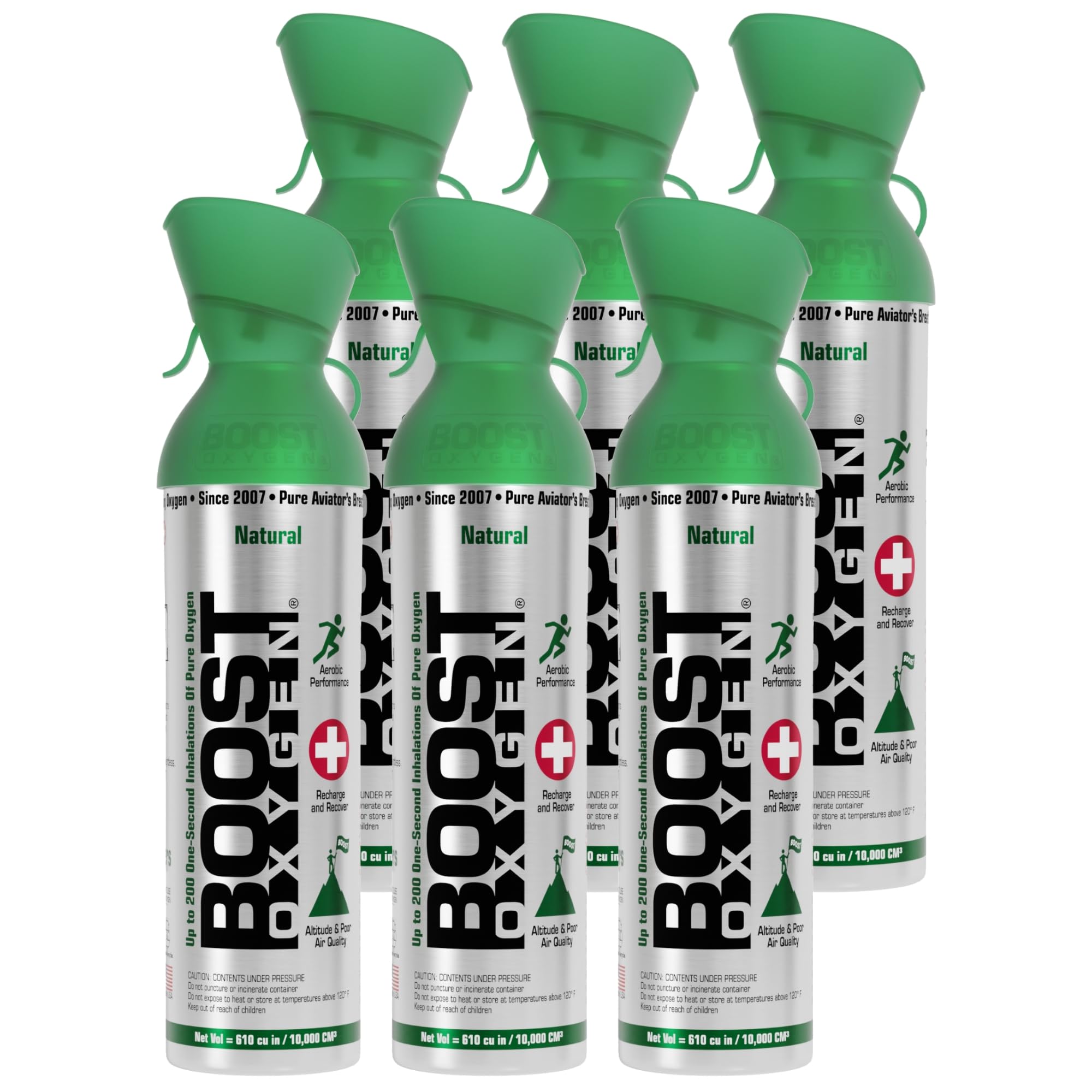 Boost Oxygen Large Natural 10L Canister | Respiratory Support for Aerobic Recovery, Altitude, Performance & Health (6 Pack)