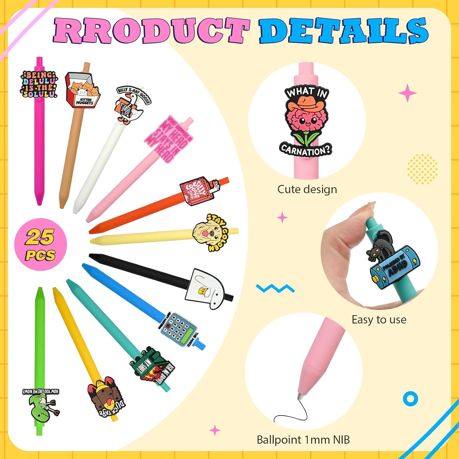 25 Pcs Funny Ballpoint Pens Sarcastic Writing Pen Bulk Black Ink Pens Gifts Stationery Office Supplies for Coworkers