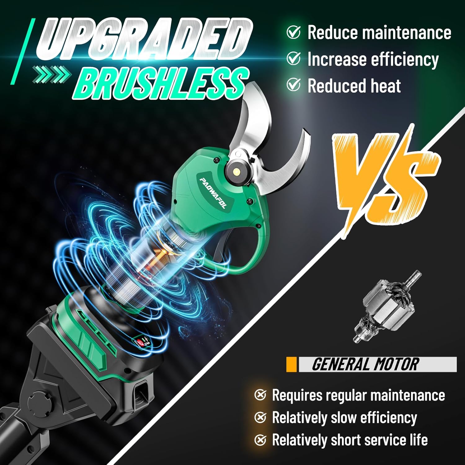 2-in-1 Cordless Electric Pruning Shears with Pole, 1.4 Cutting Diameter, Tree Trimmers Long Handle Pruner with 15 Ft High Reach, 2 *21V 2000mAh Battery Powered Pole Pruner for Tree Trimming