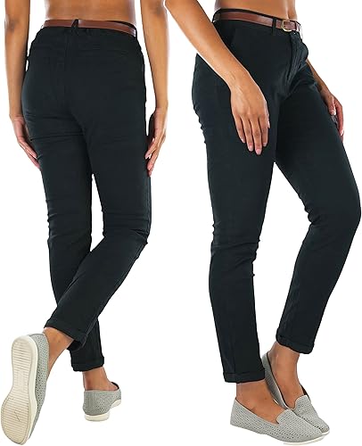 Miniatura 2 de ToBeInStyle Pantalones hasta el tobillo Bengaline con cinturón para mujer